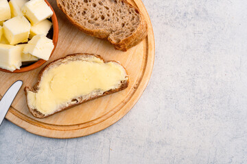 Butter that adds flavor to meals and is for breakfast on white  background
