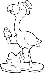 Flamingo Waffle ice cream Animal Vector Graphic Art Illustration