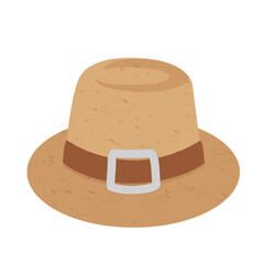 Leather hat with brown blet cartoon isolated object illustration