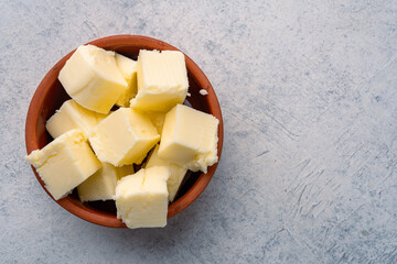 Butter that adds flavor to meals and is for breakfast on white  background