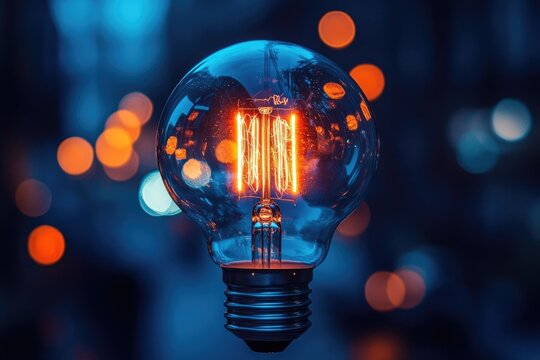 Glowing Edison Bulb Night Photography with Bokeh Lights