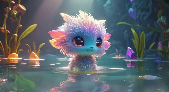Bedazzling Fluffy Beast Artwork, looping 4k time-lapse virtual video animation Generated AI. Digital Art.