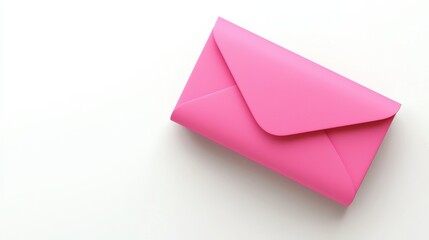 Bright Pink Envelope on White Surface, Simple Design