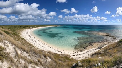Obraz premium Secluded Coastal Cove With White Sand Beach And Turquoise Water