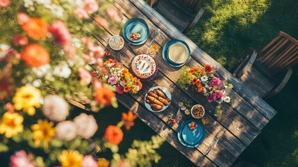 Summer Garden Party: A Festive Outdoor Feast with Flowers and Cake