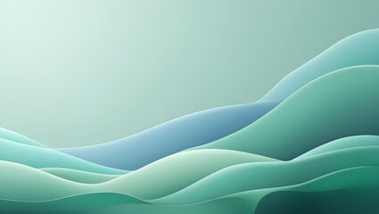 Obraz premium Minimalistic serene digital landscape background featuring a subtle gradient of calming green hues transitioning from a soft mint green at the top to a gentle forest green at the bottom