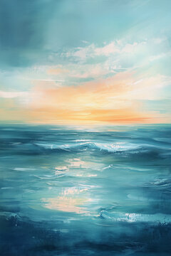 abstract seascape, digital oil painting, minimalism	
