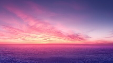 Pink Sunset Sky Above Purple Cloudscape Aerial View