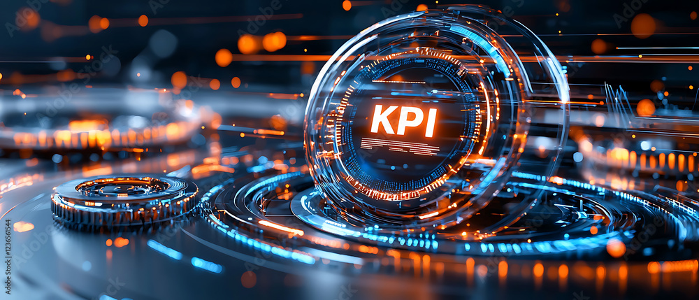 Poster dynamic kpi visualization in digital business metrics high-tech environment data-driven insights fut
