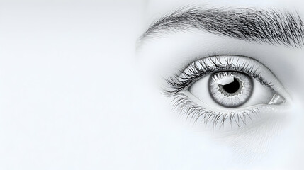 Close-up eye, woman, grayscale, beauty, skincare ad