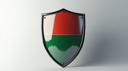Madagascar Flag Emblazoned on a Protective Metal Shield: A Symbol of National Security and Defense