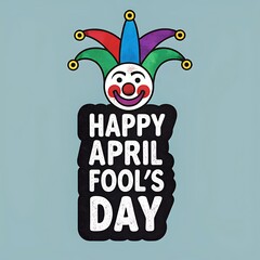 1st April Fools Day with a head clown, Be careful and avoid being fooled.