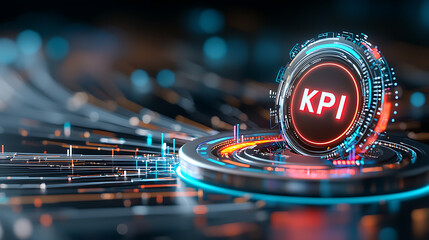 Analyzing key performance indicators in digital business strategy office environment infographic high-tech perspective