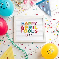 1st April Fools Day with a head clown, Be careful and avoid being fooled.