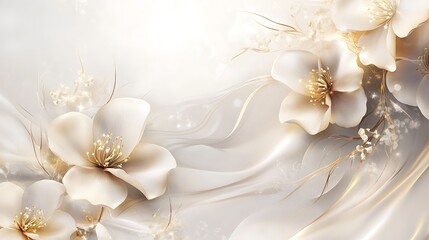 Elegant Gold and White Floral Silk Design