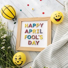 1st April Fools Day with a head clown, Be careful and avoid being fooled.