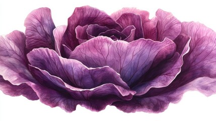 Obraz premium Intricate watercolor red cabbage, rich purple hues vibrant detail