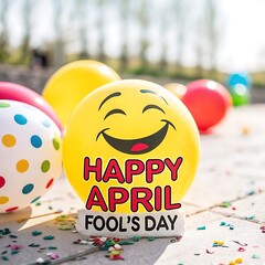 1st April Fools Day with a head clown, Be careful and avoid being fooled.