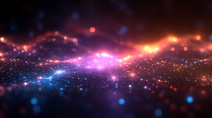 Obraz premium Abstract Digital Network Lightscape Showing Connections