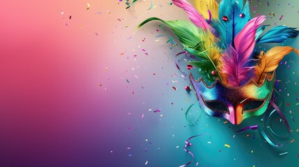 Colorful Masquerade Mask Surrounded By Confetti