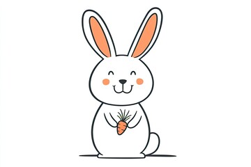 Obraz premium Cute Happy Bunny Rabbit Holding Carrot Illustration