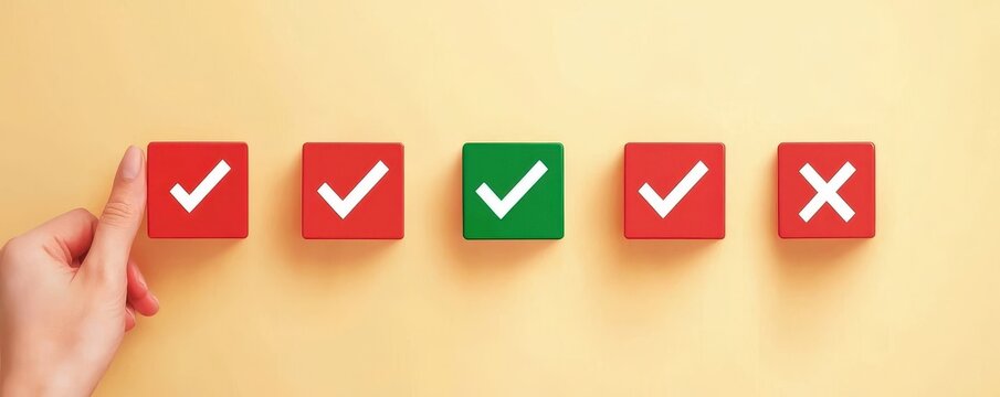 Checkmarks and Crossmarks for Evaluation Process