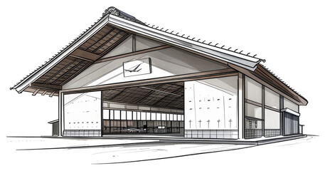 Japanese Style Airplane Hangar Architectural Design