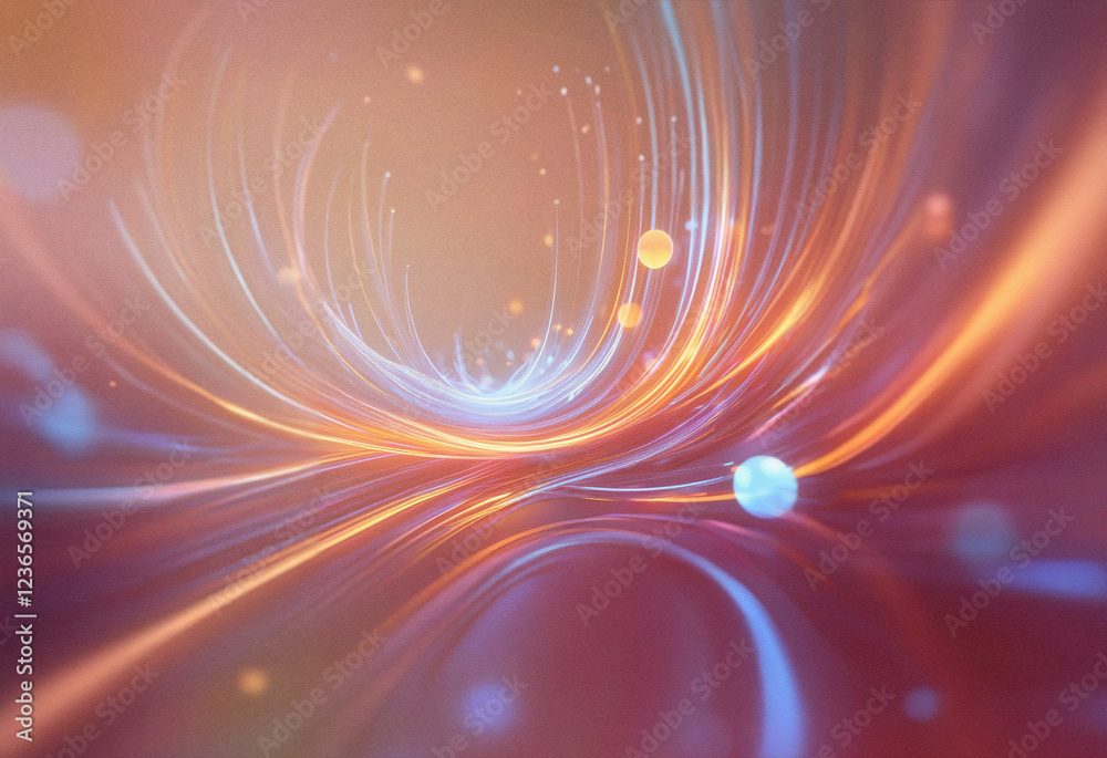 Aufkleber Abstract sci-fi double exposure background image featuring swirling, luminous lines and glowing orbs, creating a dynamic and futuristic aesthetic.