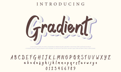Gradient Font Stylish brush painted an uppercase vector letters, alphabet, typeface