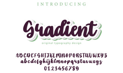 Gradient Font Stylish brush painted an uppercase vector letters, alphabet, typeface