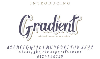 Gradient Font Stylish brush painted an uppercase vector letters, alphabet, typeface