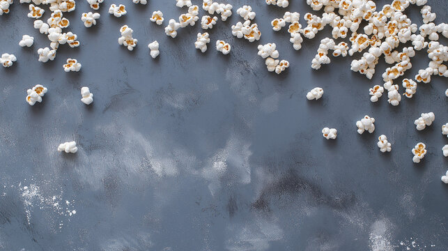 imagination of  flying  popcorn in isolated on a mazing  gray  background