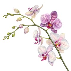 Fototapeta premium orchid flower branch isolated on white background 