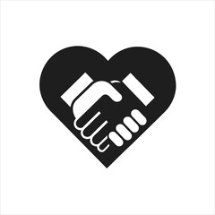 Heart Shaped Handshake Logo Icon Silhouette Vector Illustration