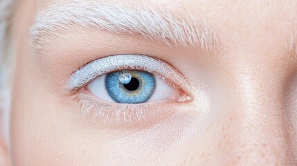 Fototapeta premium Close-up blue eye, white makeup, beauty shot