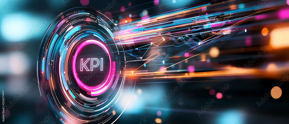 Poster dynamic kpi visualization data analysis infographic design digital space abstract view performance m