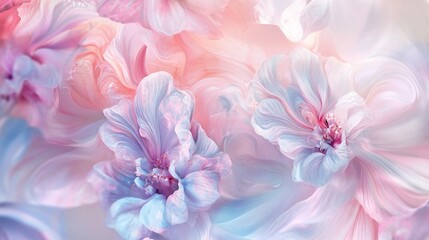 Fototapeta premium Dreamy Floral Abstract with Soft Pastel Pink Blue and White Hues