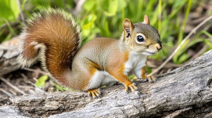 Majestic Red Squirrel on a Log