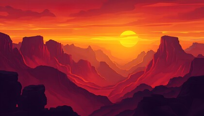 Majestic Mountain Range Sunset Landscape