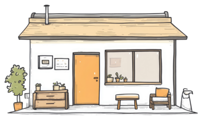 Cozy Small House Exterior With Plants And Seating