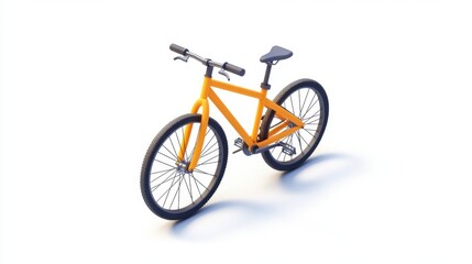 A vibrant orange mountain bike stands out against a white background, showcasing its modern design and sturdy build.