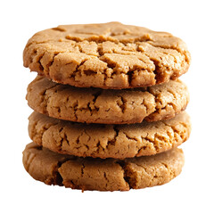 Vegan Peanut Butter Cookies with Crunchy Texture Isolated on Transparent Background
