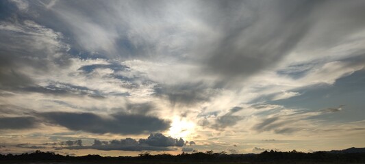 beautiful orange clouds at sunset