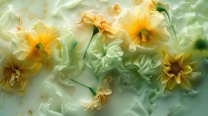 fine art still life of closeup of yellow and green