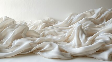 A white sheet of fabric is spread out on a white background