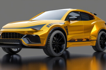 Fototapeta premium Luxury Yellow Sports SUV with Transparent Background – High-Quality Digital Rendering for Design and Automotive Projects