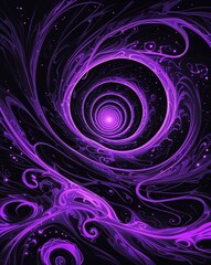 Black and purple with eerie swirling patterns and glowing symbols abstract Halloween concept background