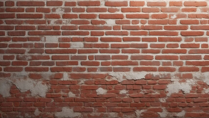 Naklejka premium Realistic Old Red Brick Wall with Weathered Mortar Lines