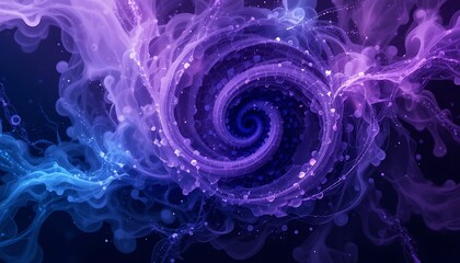 Obraz premium Cosmic Spiral: A Mystical Swirl of Purple and Blue Nebulae