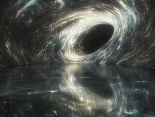 Cosmic Reflection: Black Hole Over Tranquil Waters